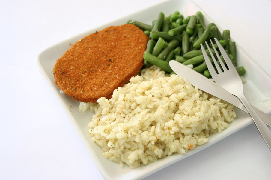 mosterd risotto schnitzel sperziebonen