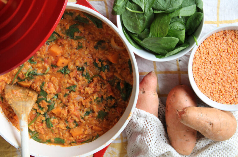 Linzenstoof met zoete aardappel